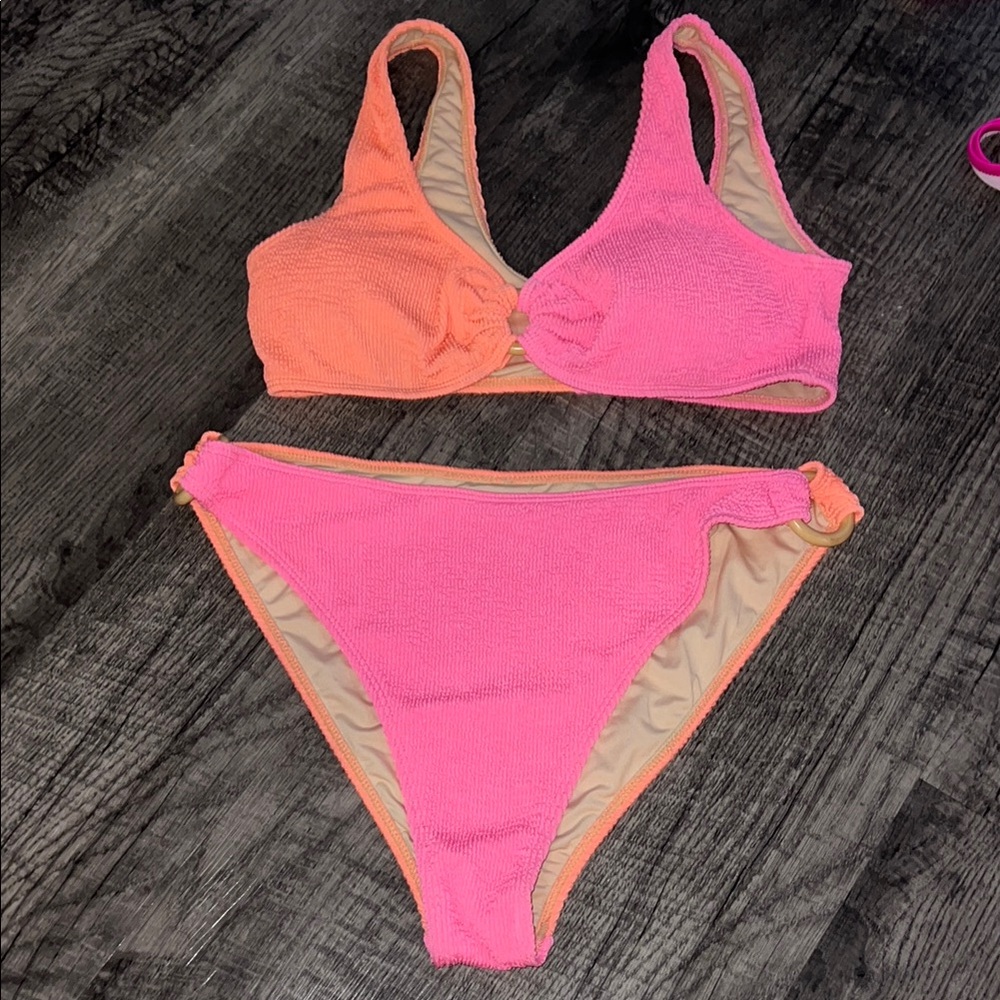 Pink and Orange Women's Bikini Set